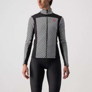 Black / White Women Castelli SFIDA 2 FZ Jersey | 987WPMFVG