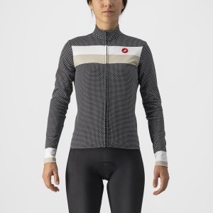 Black / White Women Castelli VOLARE LS Jersey | 381YWZPQT