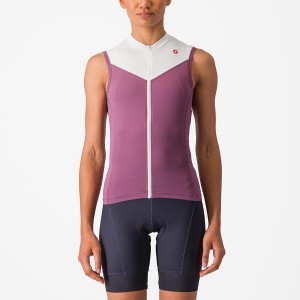 Deep Purple / White Women Castelli SOLARIS SLEEVELESS Jersey | 735QPRAMU