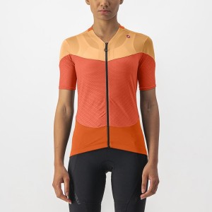 Deep Red Orange / Orange Women Castelli GRADIENT COLOR BLOCK Jersey | 478SPRQCU