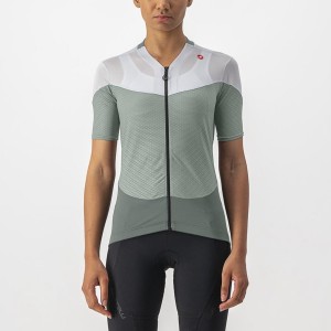 Green / White Women Castelli GRADIENT COLOR BLOCK Jersey | 793SONPUX