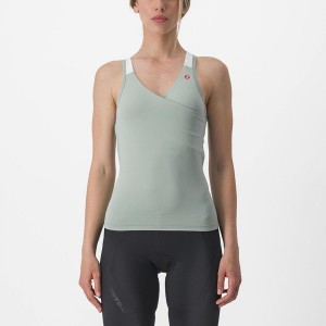 Green / White Women Castelli SOLARIS TOP Jersey | 528URPIAQ