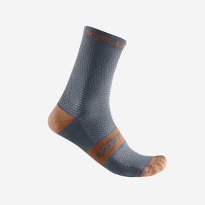 Light Grey Blue / Brown Men Castelli SUPERLEGGERA T 12 Socks | 184GKVXBY