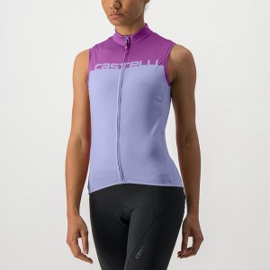 Purple White Women Castelli VELOCISSIMA SLEEVELESS Jersey | 409DCMVGQ