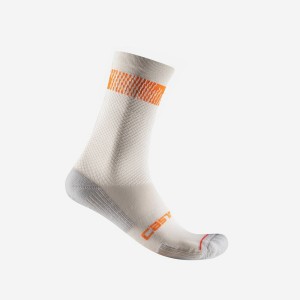 Silver / Orange Red Men Castelli UNLIMITED 18 Socks | 791DWKNQI