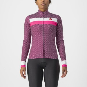 White / Pink Women Castelli VOLARE LS Jersey | 605QUVLWG