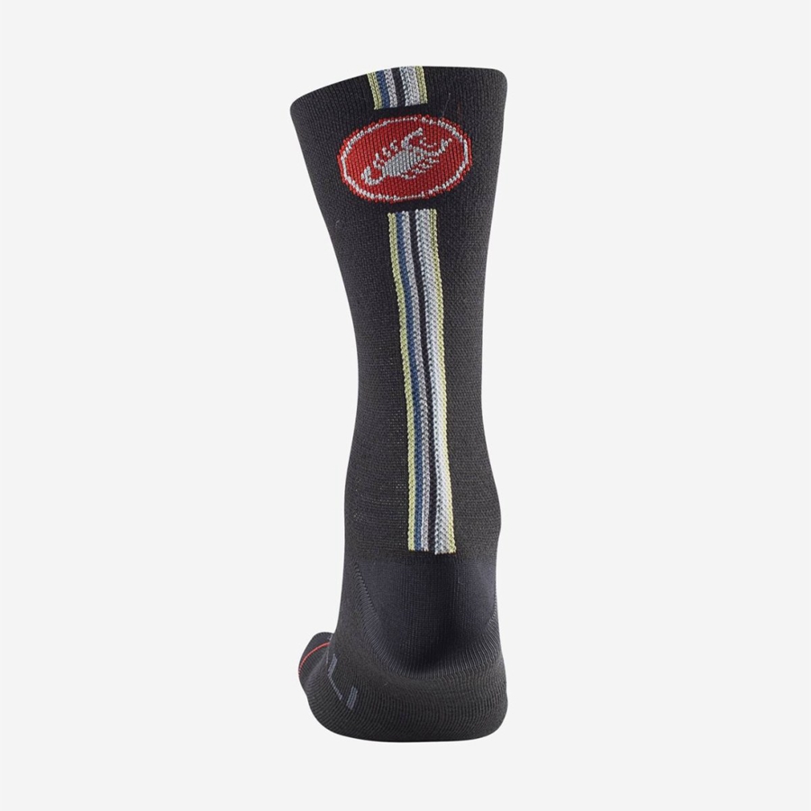 Black Men Castelli RACING STRIPE 18 Socks | 905UABIZH