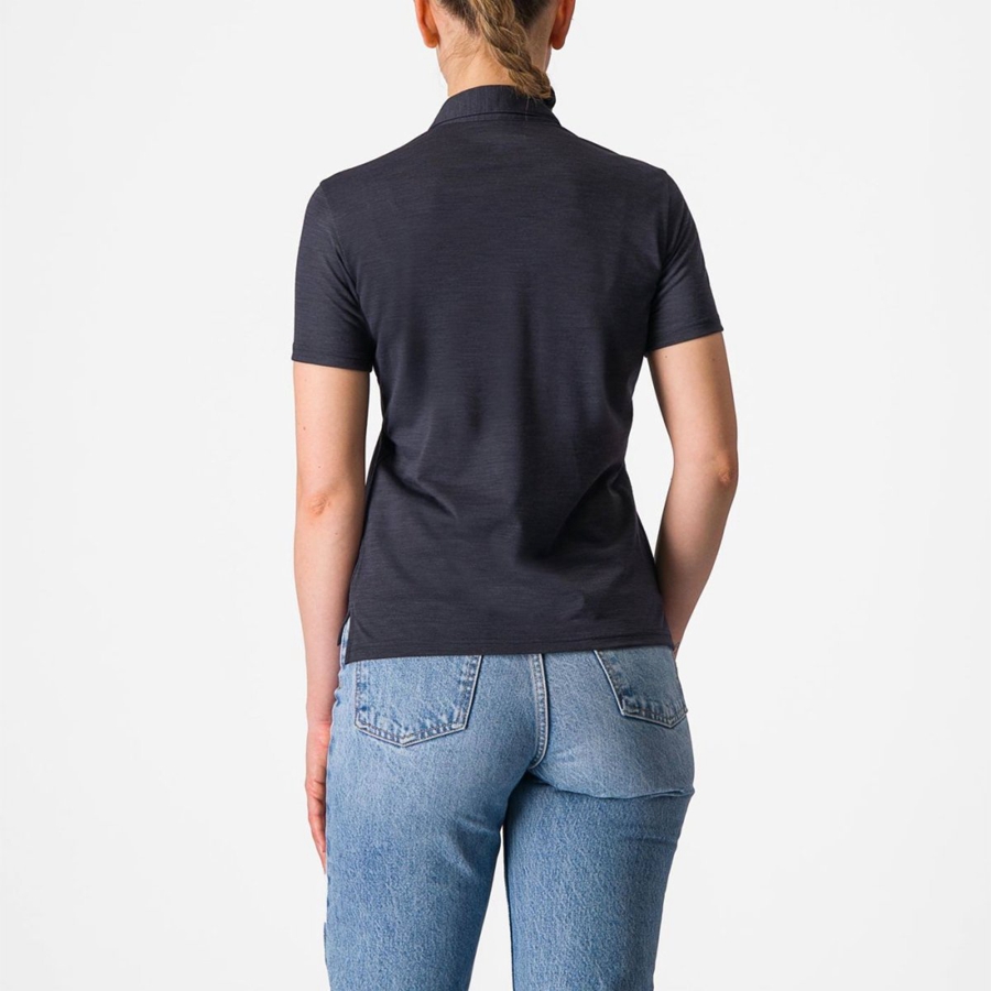 Black Women Castelli MERINO W POLO Casual | 804ABRFCG