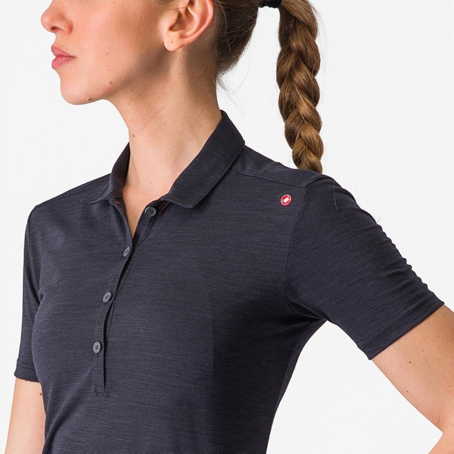 Black Women Castelli MERINO W POLO Casual | 804ABRFCG