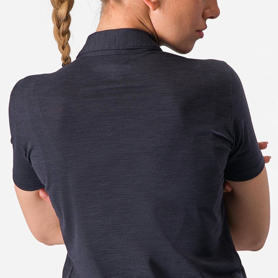 Black Women Castelli MERINO W POLO Casual | 804ABRFCG