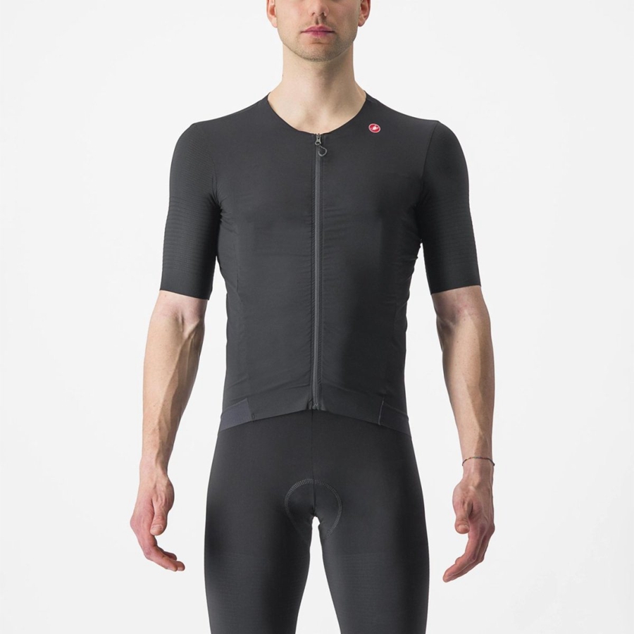 Black / Black Men Castelli PREMIO Jersey | 608GWQVBX