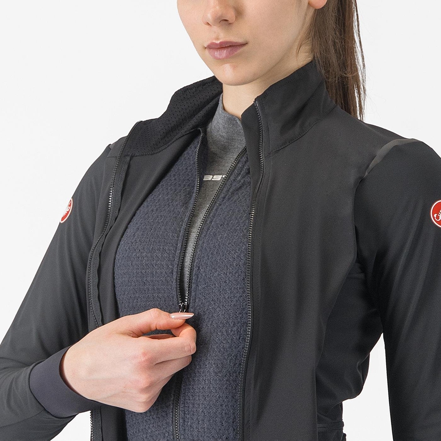 Black / Black Women Castelli ALPHA FLIGHT ROS W Jackets | 903PXALKQ