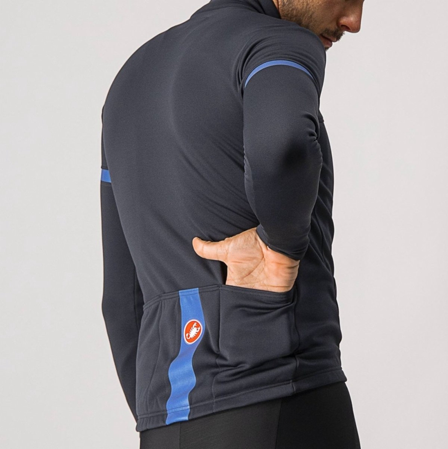 Black / Blue Men Castelli FONDO 2 FZ Jersey | 361NKSYCA