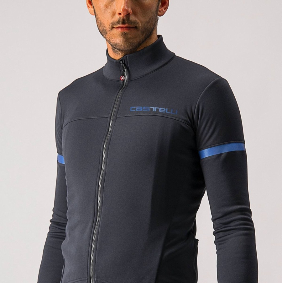 Black / Blue Men Castelli FONDO 2 FZ Jersey | 361NKSYCA