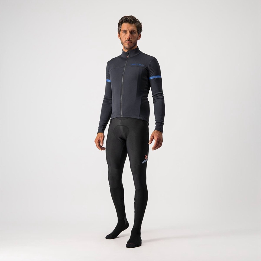 Black / Blue Men Castelli FONDO 2 FZ Jersey | 361NKSYCA