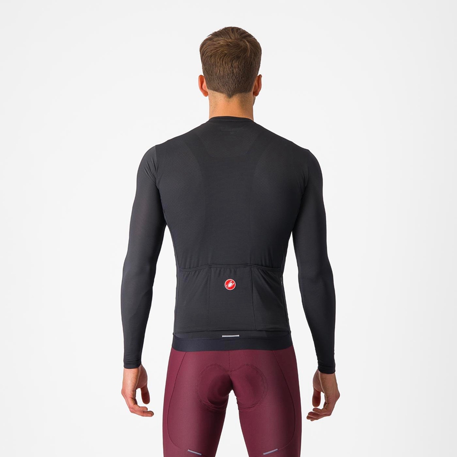 Black / Dark Grey Men Castelli ESPRESSO LS Jersey | 208XINOLP