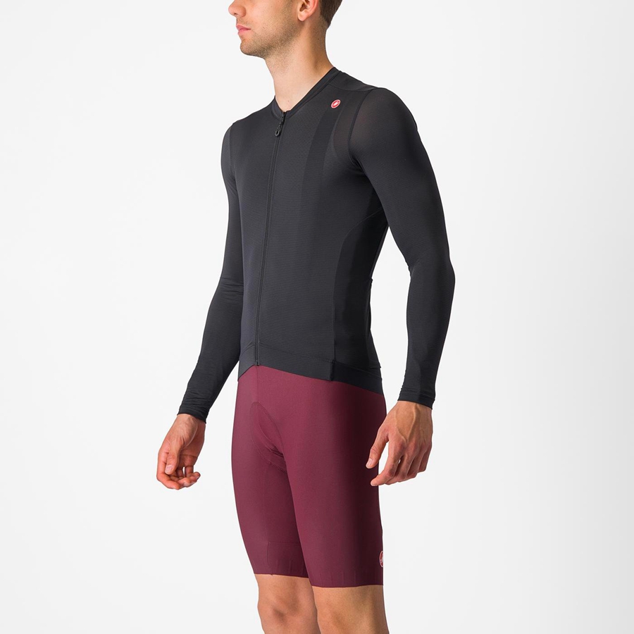 Black / Dark Grey Men Castelli ESPRESSO LS Jersey | 208XINOLP