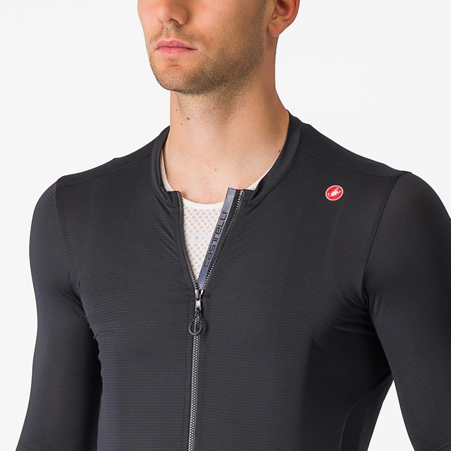 Black / Dark Grey Men Castelli ESPRESSO LS Jersey | 208XINOLP