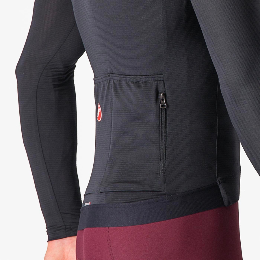 Black / Dark Grey Men Castelli ESPRESSO LS Jersey | 208XINOLP