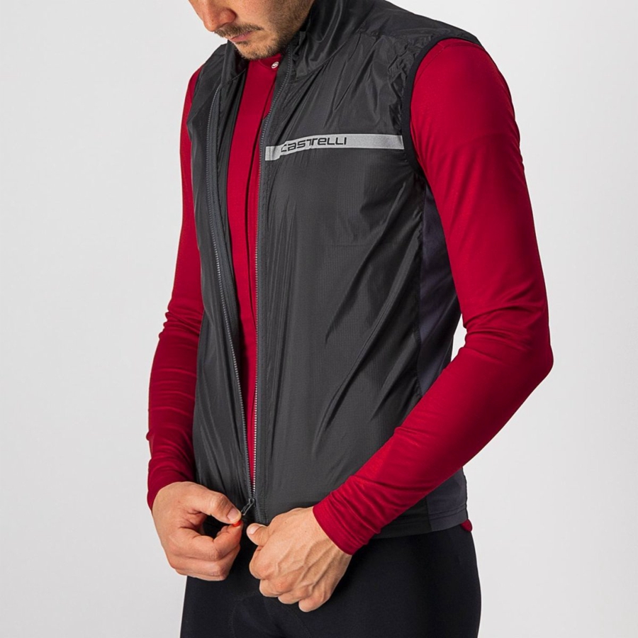 Black / Dark Grey Men Castelli SQUADRA STRETCH Vest | 792AVQDUP