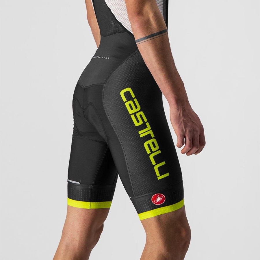 Black / Light Green Men Castelli COMPETIZIONE KIT Bib Shorts | 581YRVMUL