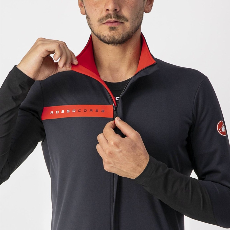 Black / Red Men Castelli BETA RoS Jackets | 703AYXZTE