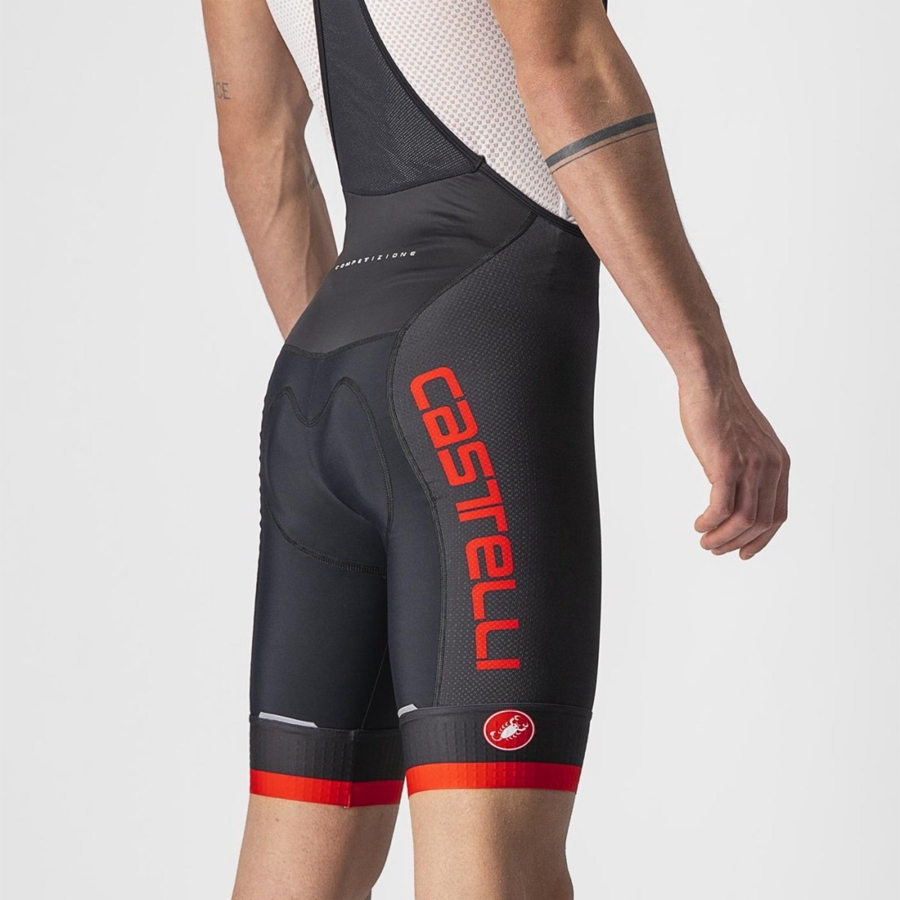 Black / Red Men Castelli COMPETIZIONE KIT Bib Shorts | 701EZCXST