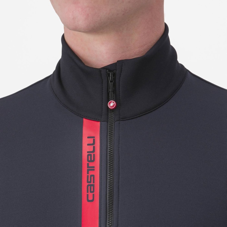 Black / Red Men Castelli ENTRATA THERMAL Jersey | 342AISDZN