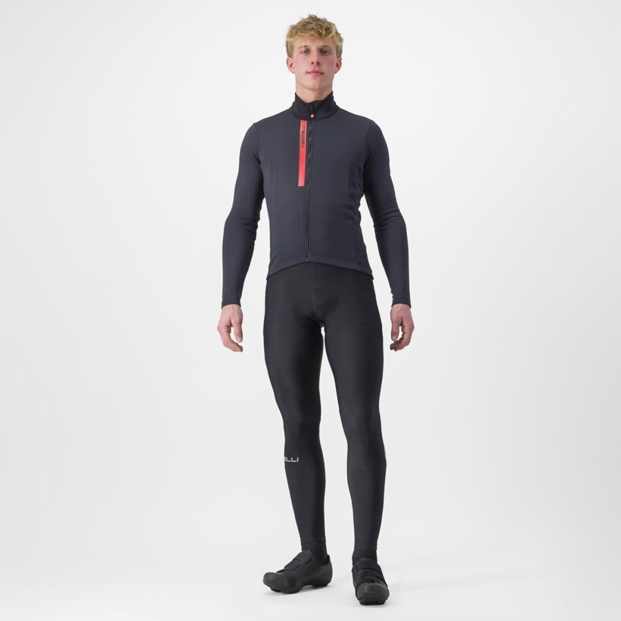 Black / Red Men Castelli ENTRATA THERMAL Jersey | 342AISDZN