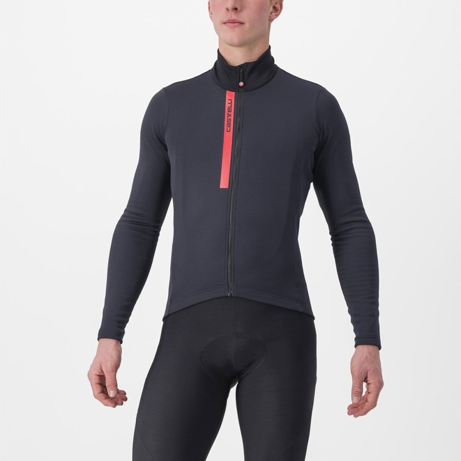 Black / Red Men Castelli ENTRATA THERMAL Jersey | 342AISDZN