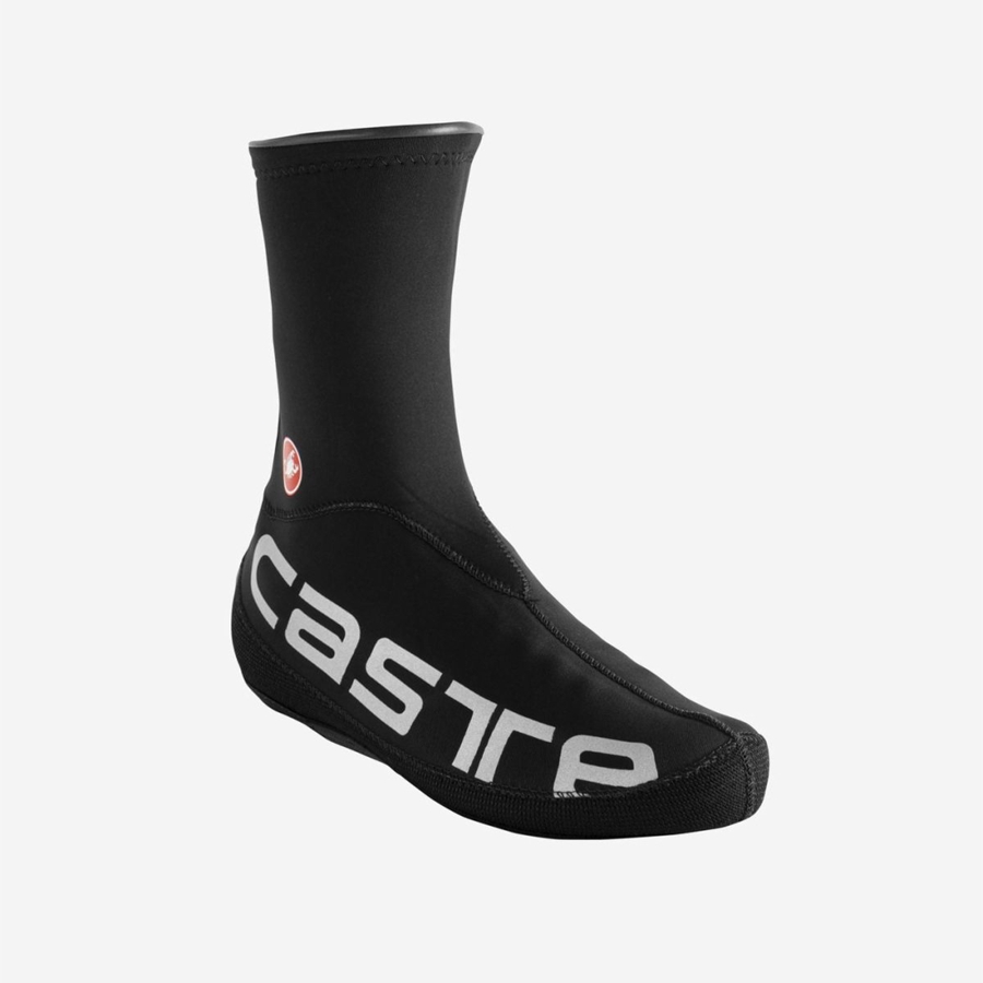 Black / Silver Men Castelli DILUVIO UL Shoecovers | 370JZQVGU