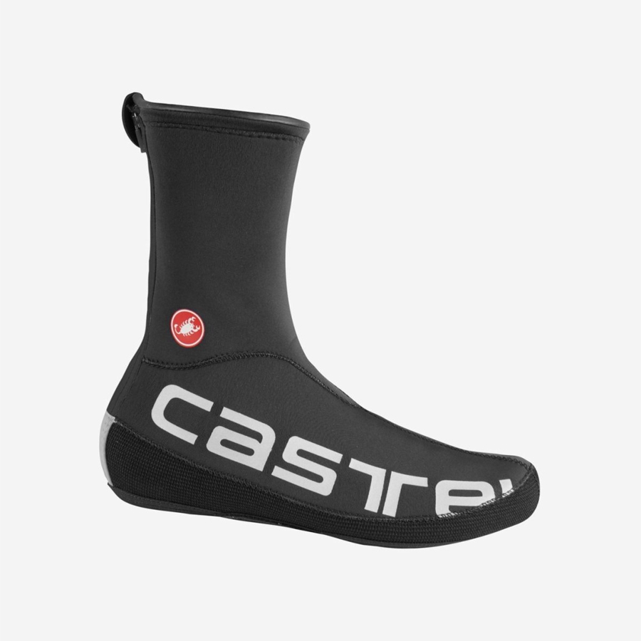 Black / Silver Men Castelli DILUVIO UL Shoecovers | 370JZQVGU