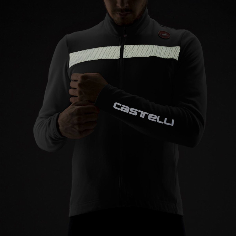 Black / Silver Men Castelli PURO 3 FZ Jersey | 430ANGXBT