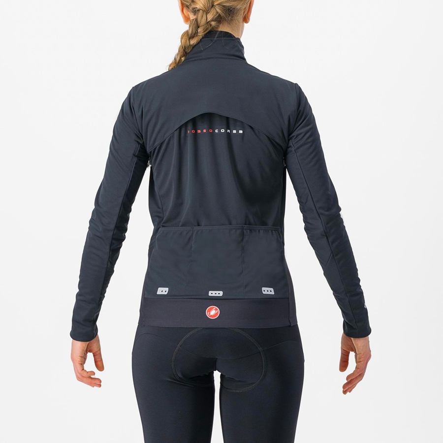 Black / Silver / Dark Women Castelli ALPHA DOPPIO ROS W Jackets | 496RXLFGK