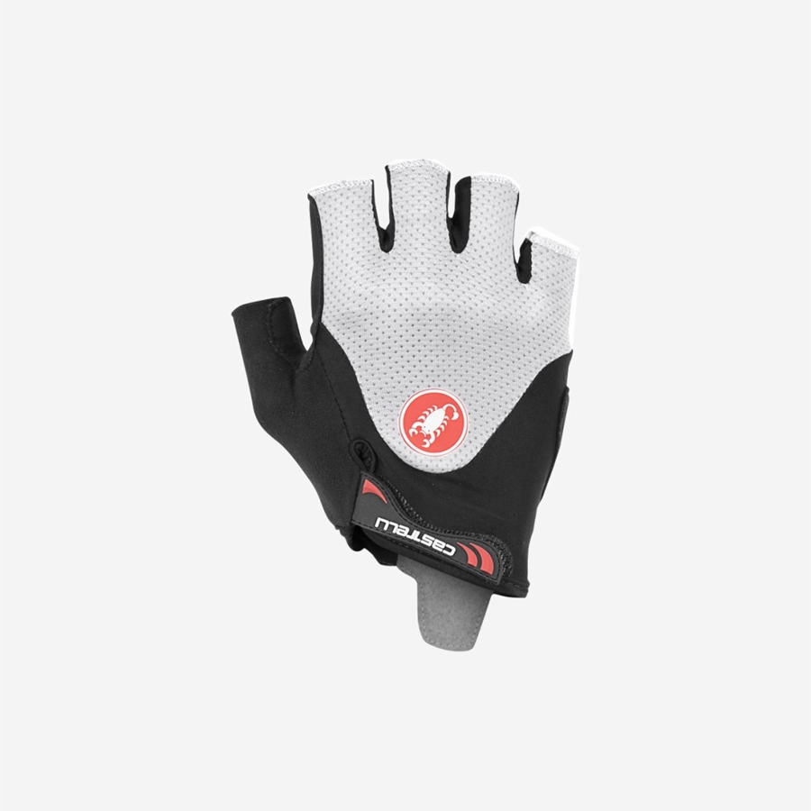 Black / White Men Castelli ARENBERG GEL 2 Gloves | 475IOFJHS