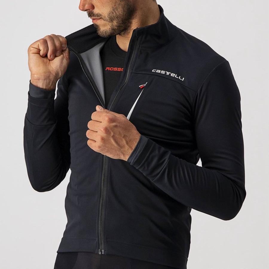 Black / White Men Castelli GO Jackets | 147FAQXIC