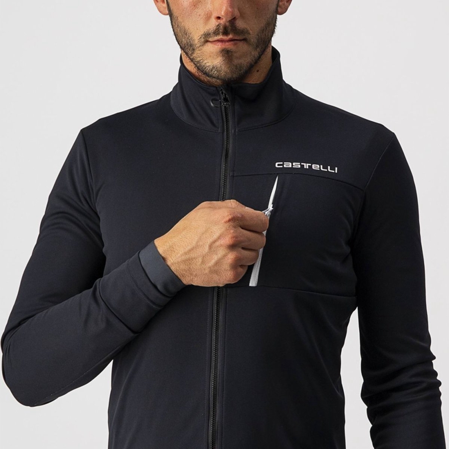 Black / White Men Castelli GO Jackets | 147FAQXIC