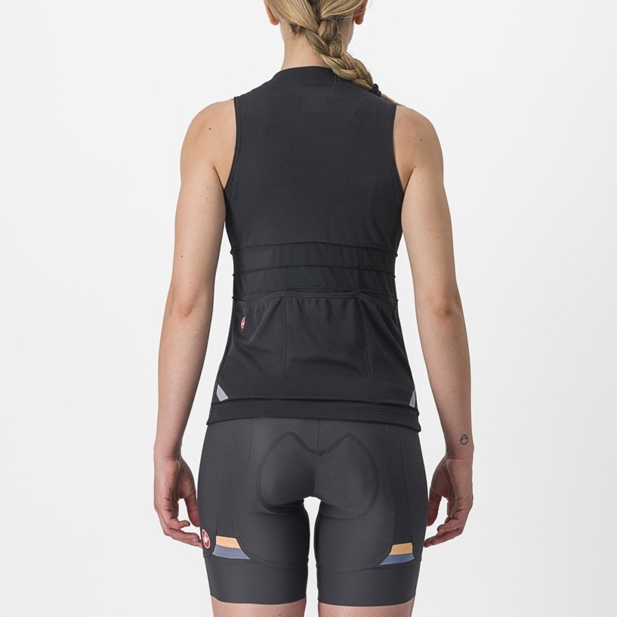 Black / White Women Castelli ANIMA 4 SLEEVELESS Jersey | 325VUKZHI