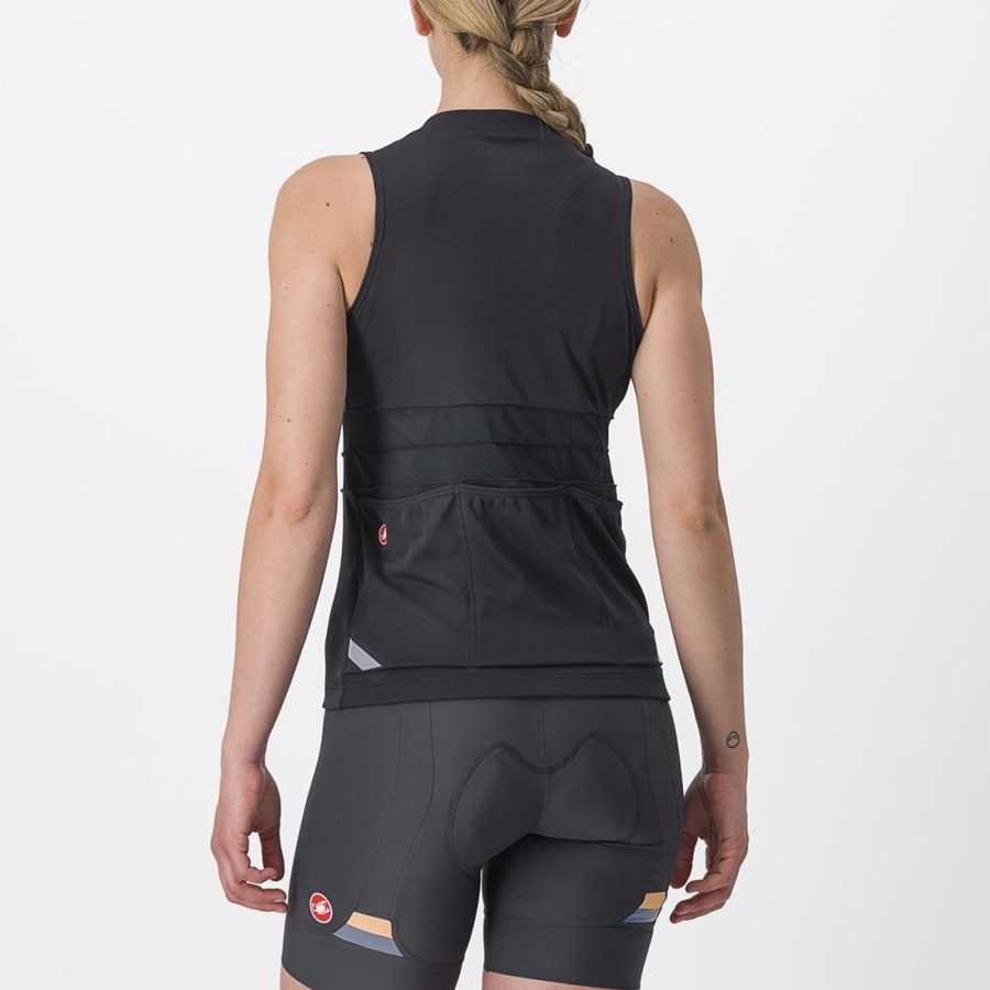 Black / White Women Castelli ANIMA 4 SLEEVELESS Jersey | 325VUKZHI