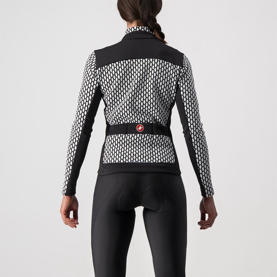 Black / White Women Castelli SFIDA 2 FZ Jersey | 987WPMFVG