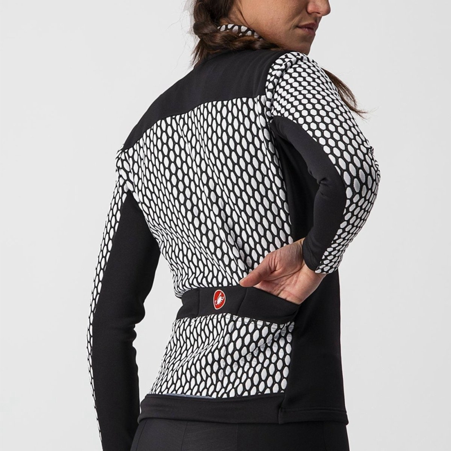 Black / White Women Castelli SFIDA 2 FZ Jersey | 987WPMFVG