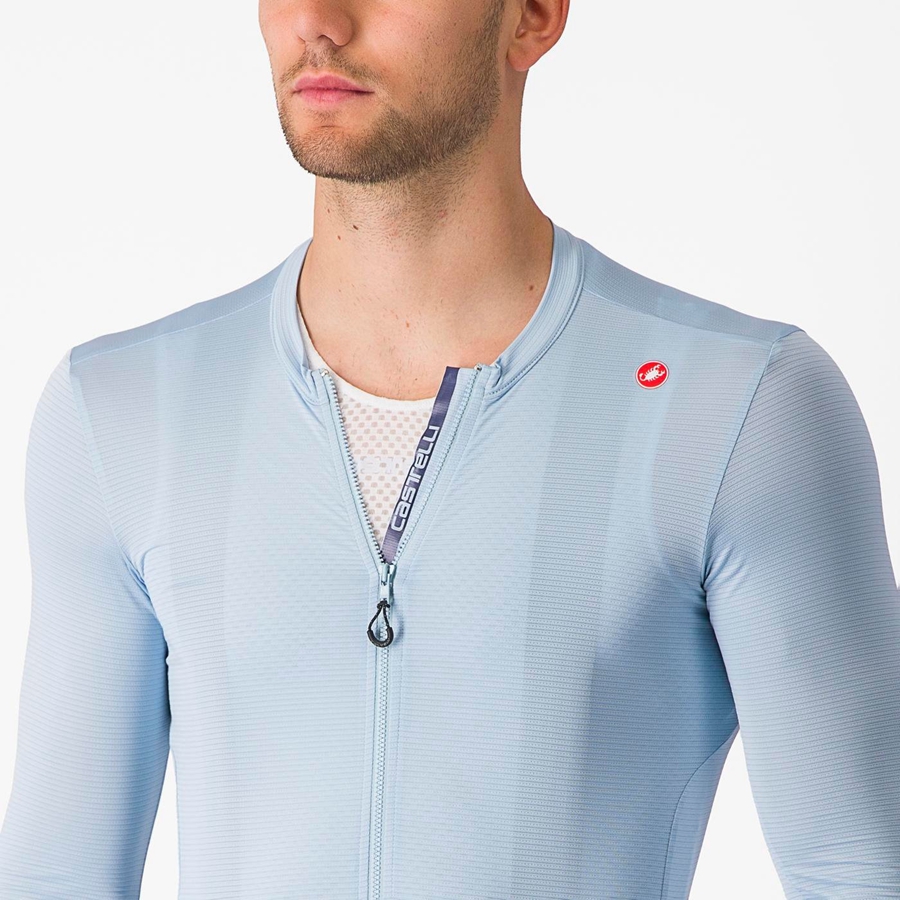 Blue / Blue Men Castelli ESPRESSO LS Jersey | 652QPSOZT