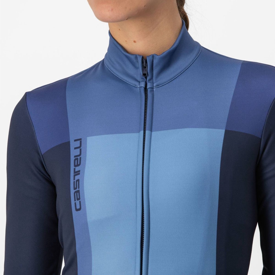 Blue / Blue Women Castelli UNLIMITED W THERMAL Jersey | 235TPBHIJ