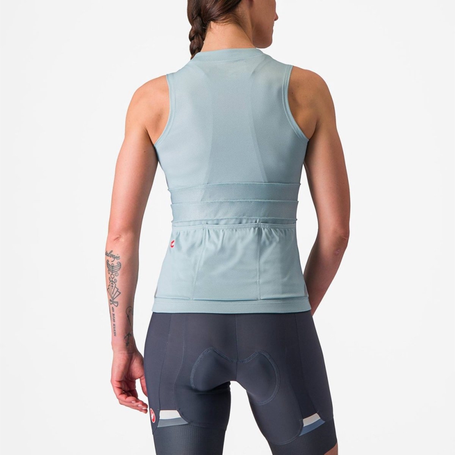 Blue / Dark Grey Blue Women Castelli ANIMA 4 SLEEVELESS Jersey | 946MFCYIX