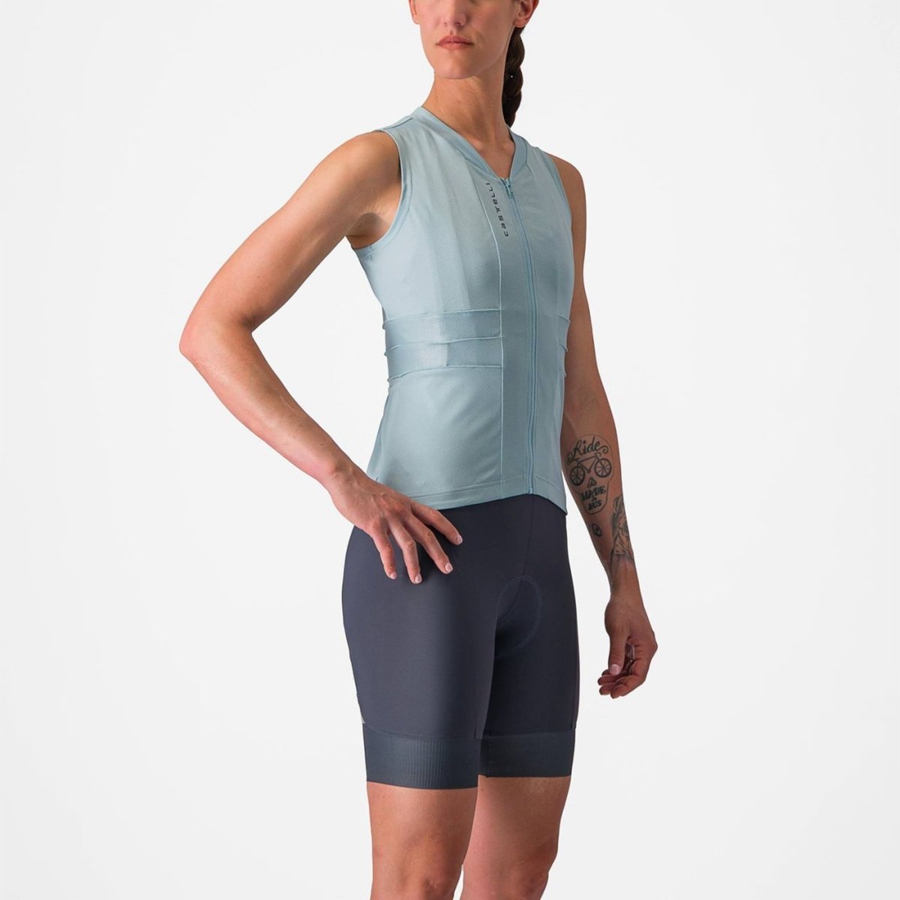 Blue / Dark Grey Blue Women Castelli ANIMA 4 SLEEVELESS Jersey | 946MFCYIX