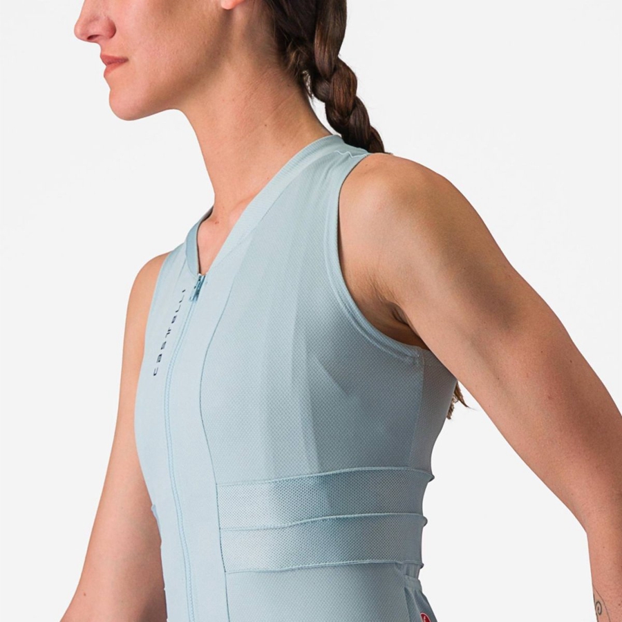 Blue / Dark Grey Blue Women Castelli ANIMA 4 SLEEVELESS Jersey | 946MFCYIX