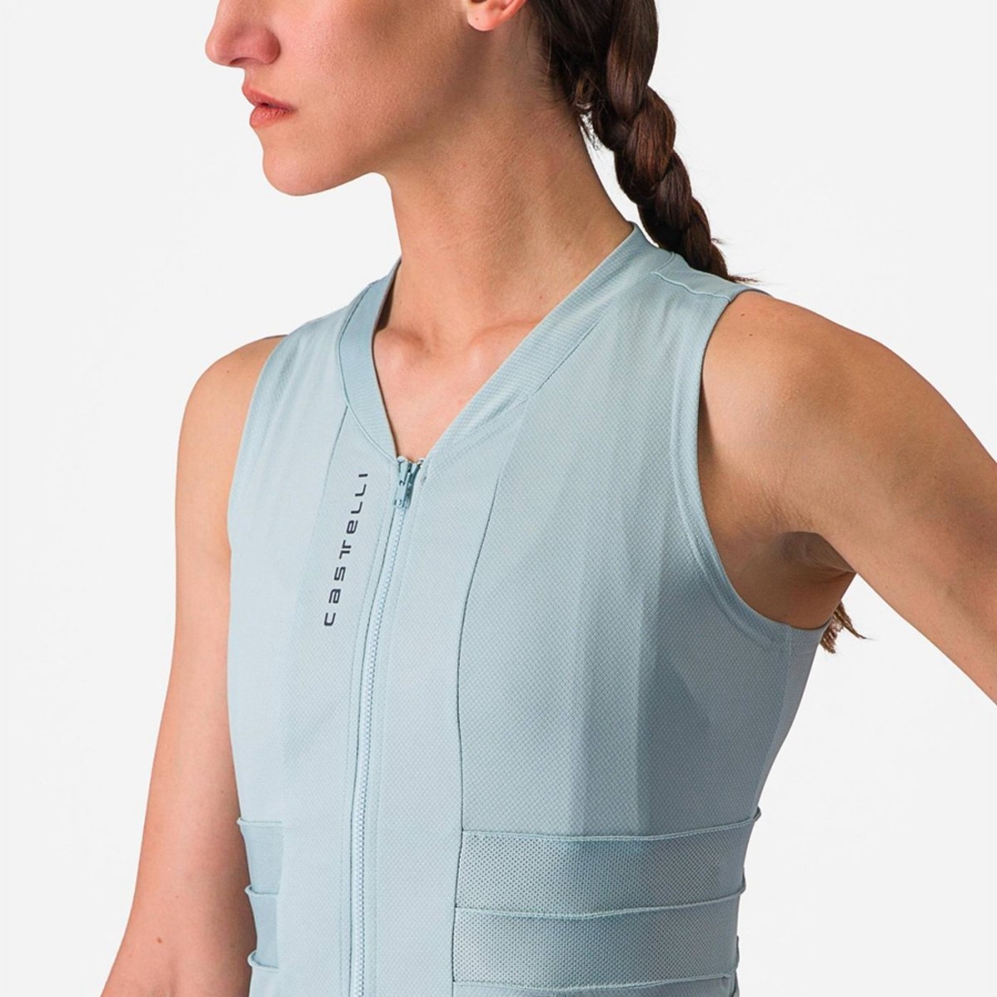 Blue / Dark Grey Blue Women Castelli ANIMA 4 SLEEVELESS Jersey | 946MFCYIX