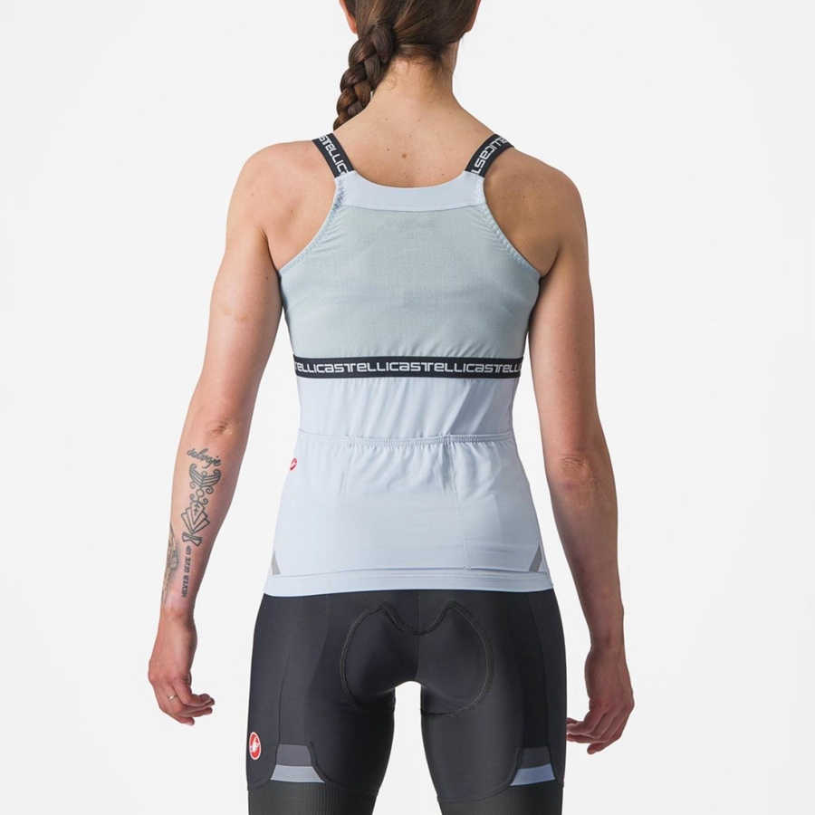 Blue / Dark Grey Blue Women Castelli BAVETTE TOP Jersey | 907PFHMCX