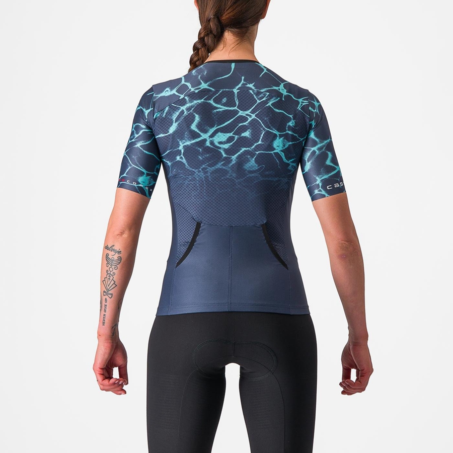 Blue / Light Turquoise Women Castelli FREE SPEED 2 W RACE TOP Suits | 956ZPQRHB