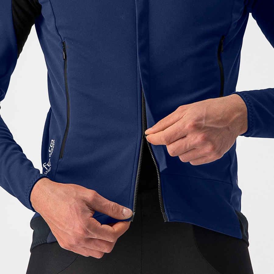 Blue / Silver Men Castelli PERFETTO RoS 2 Jackets | 347KPRCHB